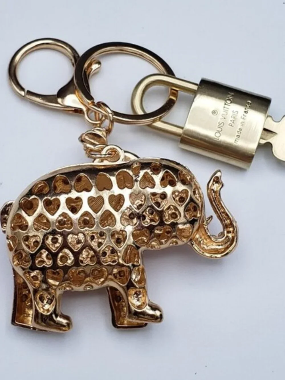 LV Gold Padlock & Key 🔒 Authentic Louis Vuitton Bag Unbranded Elephant Charm